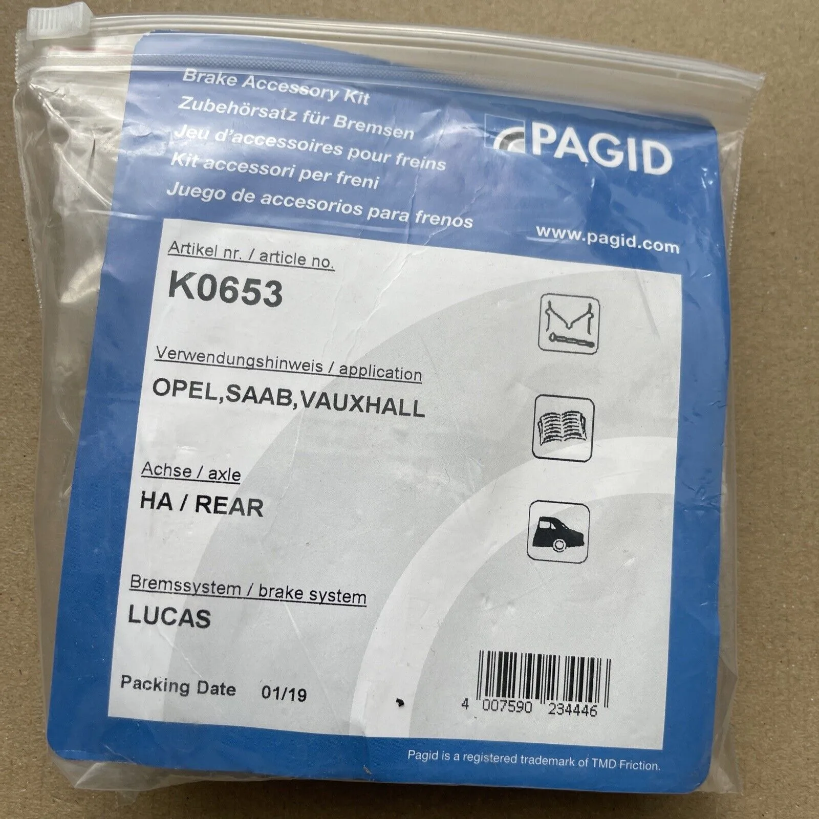 Pagid K0653 Rear Axle Disc Brake Pad Kit / brack sustem Fits Vauxhall, saab - Image 2