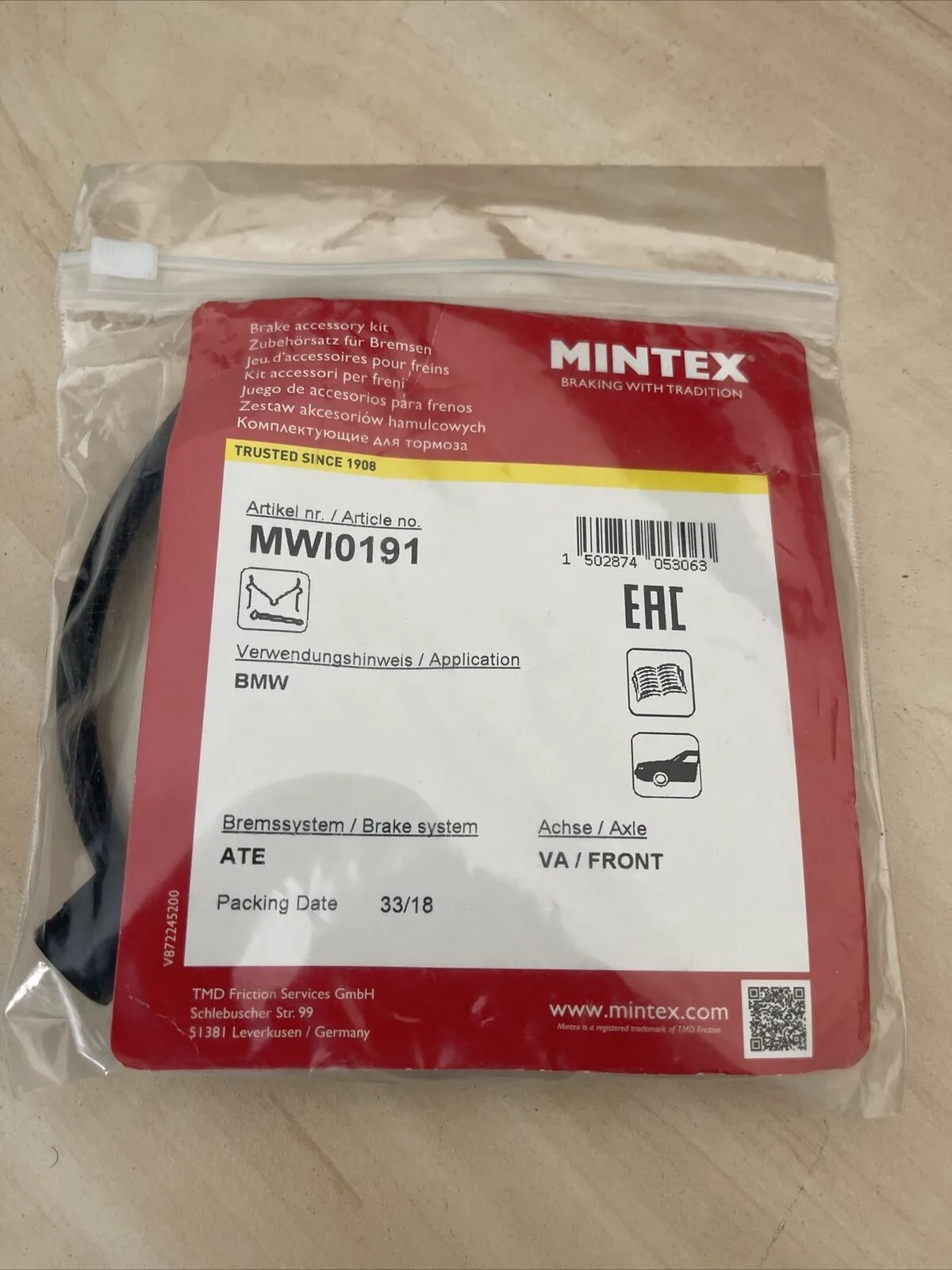 Front Brake Pad Wear Sensor Fits BMW Mintex MWI0191
