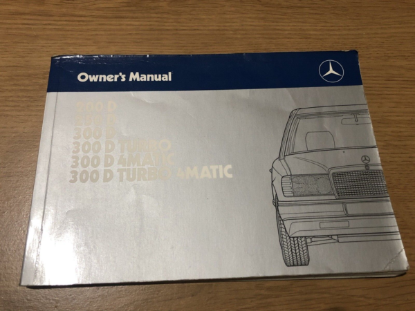 Mercedes Benz 200D 250D 300D Turbo & Turbo 4matic 1989 Owner's Manual User Guide