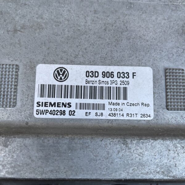 VW POLO 9N ECU ENGINE CONTROL UNIT MODULE 03D906033F 5WP40298 - Image 2