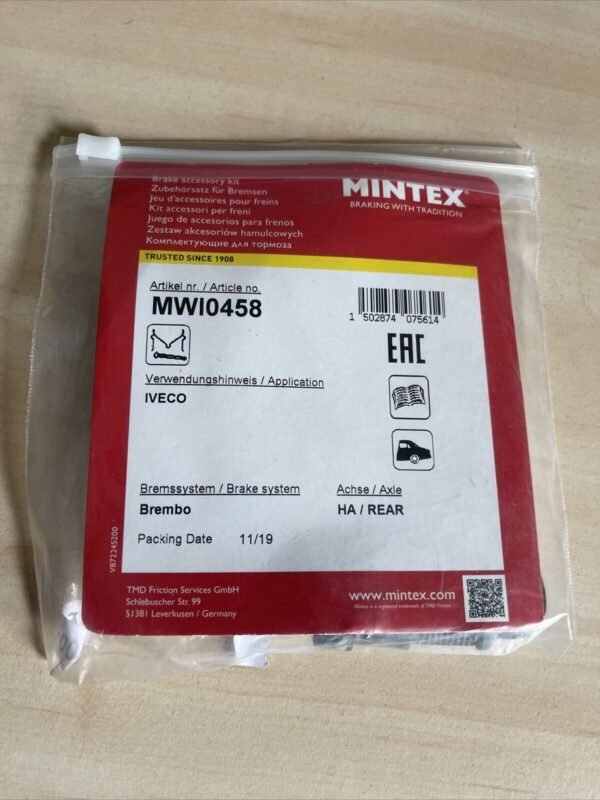 Rear Brake Pad Wear Sensor Fits Iveco Mintex MWI0458