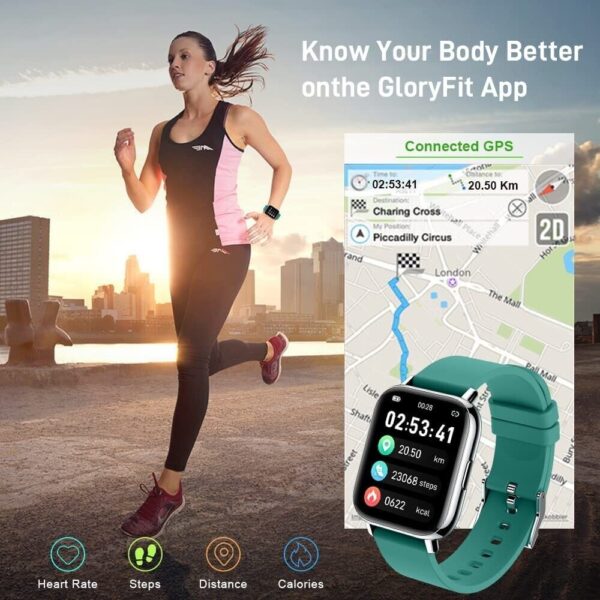 Smart Watch, Fitness Tracker 1.69" Touch Screen Heart Rate Sleep Monitor, Green - Image 3